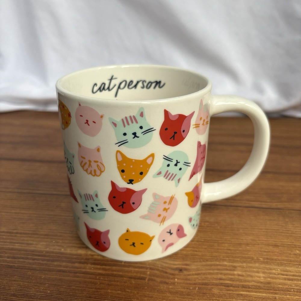 Parker Lane Stoneware Cat Person Coffee Mug Colorful Cats Cute Cat Lover